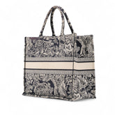 Large Canvas Toile de Jouy Reverse Embroidered Book Tote